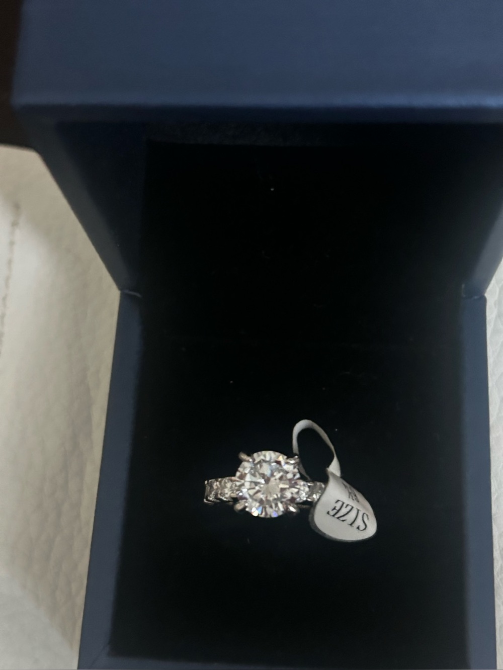 Silver-Tone Crystal Engagement Ring in Silver